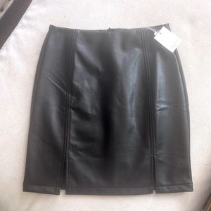WOMENS High waist Faux leather Pencil skirt Split, X-Small